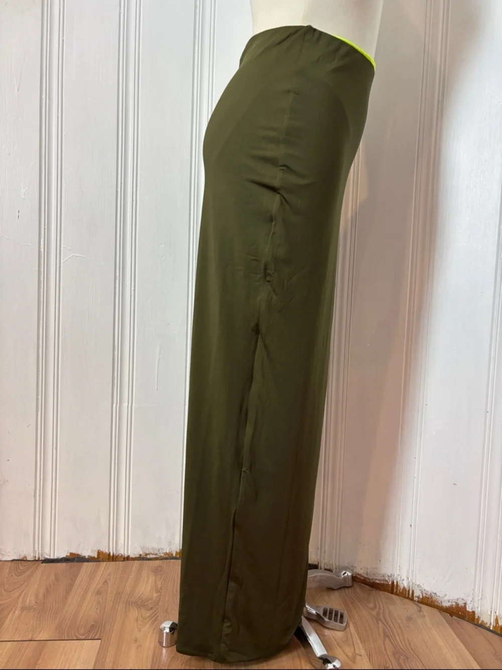 Reversible Khaki & Neon Tube Dress / Maxi Skirt – Multi-Way Convertible Piece - Picture 7 of 10